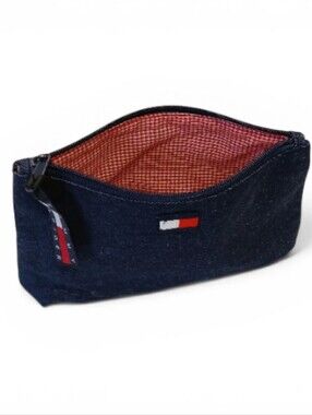 Tommy Hilfiger Navy Denim Toiletry Pouch with Red Gingham Interior